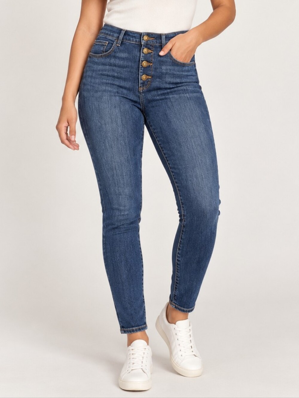 ❤️ ANN TAYLOR LOFT HIGH RISE SKINNY JEANS, EXPOSED BUTTON FLY, 10 (30)